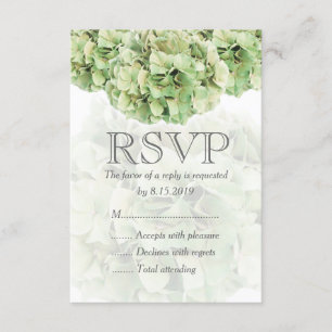 Carte RSVP de mariage Hydrangea verte