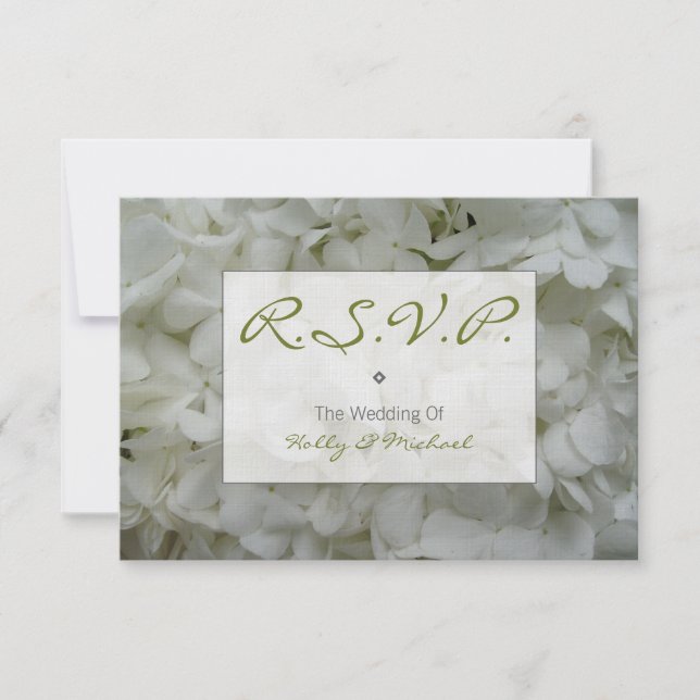 Carte RSVP de mariage - Hydrangées blanches (Devant)