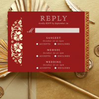 Carte RSVP de mariage indien Lotus Flower Multi Ev
