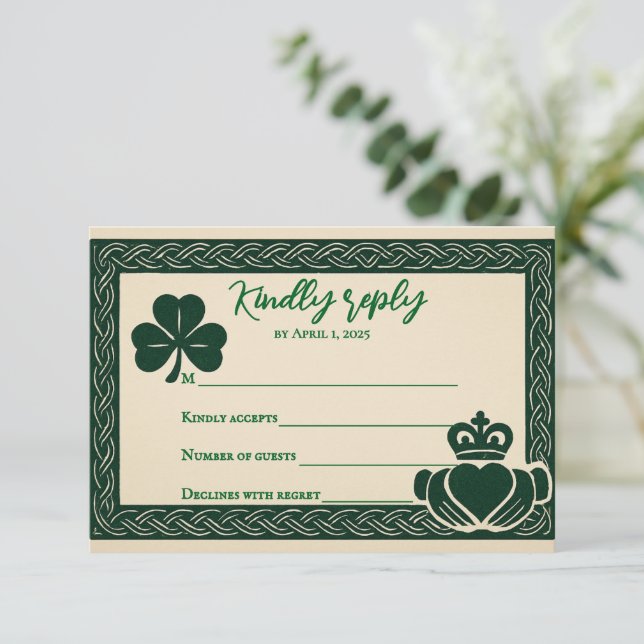 Carte RSVP de mariage irlandais (Debout devant)