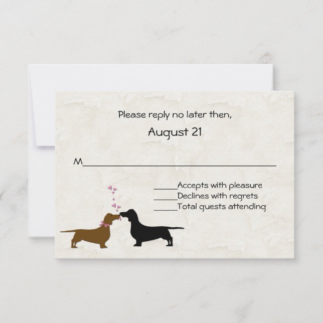 Carte RSVP de mariage ivoire personnalisée Dachshu (Devant)