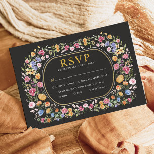 Carte RSVP de mariage Jardin Fleur sauvage coloré