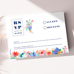 Carte RSVP de mariage LGBTQ Floral moderne
