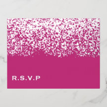 Carte RSVP de mariage Magenta et Argent
