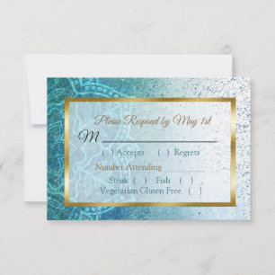 Carte RSVP de mariage Mandala bleu