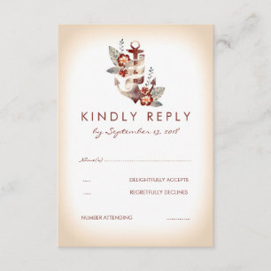 Carte RSVP de mariage maritime nautique