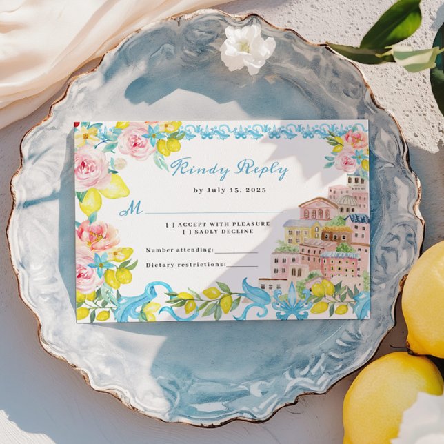 Carte RSVP de mariage méditerranéen de la côte d'A (Créateur téléchargé)