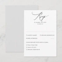 Carte RSVP de mariage minimal blanc et gris modern
