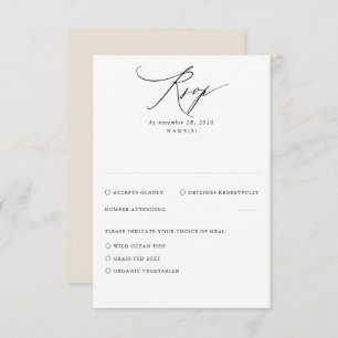 Carte RSVP de mariage minimal moderne beige