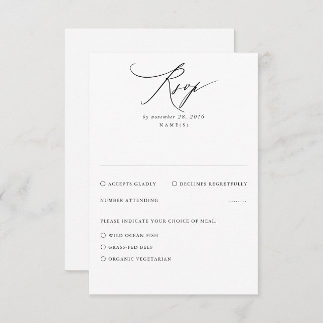 Carte RSVP de mariage minimal moderne blanc (Devant / Derrière)