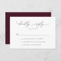 Carte RSVP de Mariage Minimaliste Bourgogne