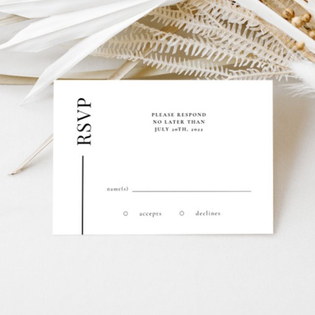 Carte RSVP de mariage minimaliste Clean Line (Créateur téléchargé)