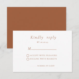 Carte RSVP de mariage minimaliste en terre cuite