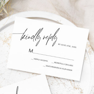 Carte RSVP de mariage minimaliste moderne