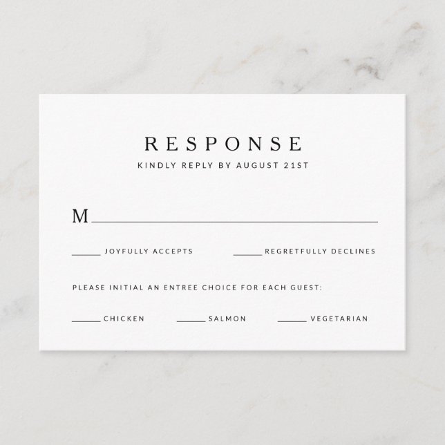 Carte RSVP de mariage minimaliste moderne (Devant)