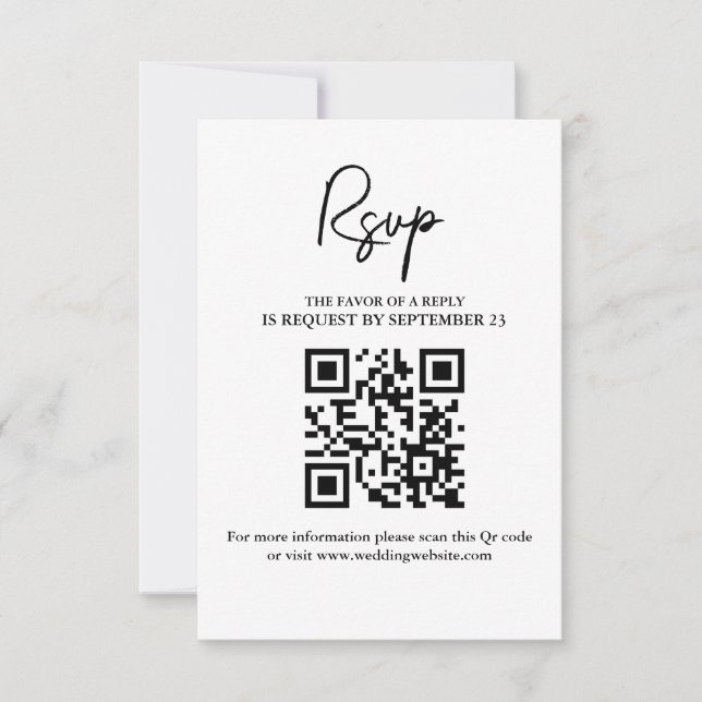 Carte RSVP de mariage minimaliste moderne avec cod (Devant)