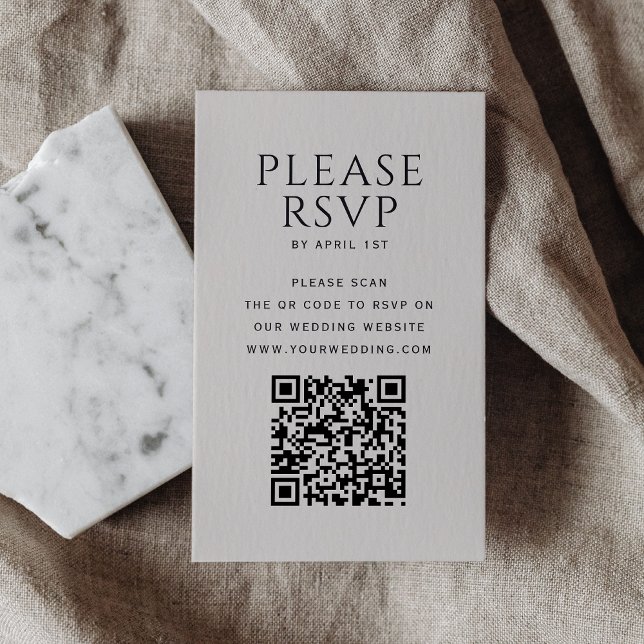 Carte RSVP de mariage minimaliste QR moderne (Créateur téléchargé)