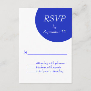 Carte RSVP de mariage moderne bleu et blanc