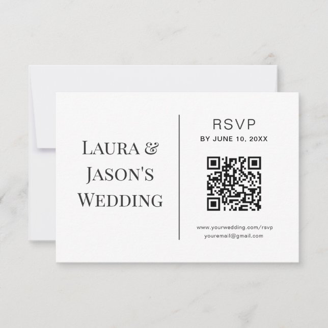 Carte RSVP de mariage modifiable avec code QR (Devant)