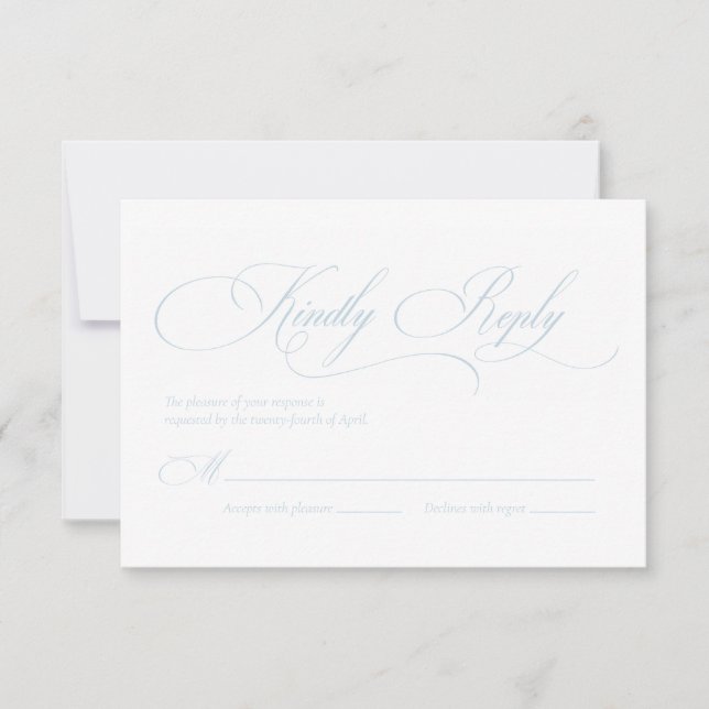 Carte RSVP de mariage Monogramme bleu clair "S" (Devant)