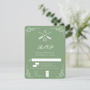 Carte RSVP de mariage Moss Green Monogram et Flèch