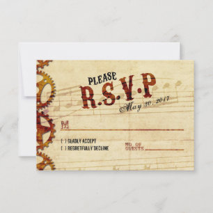 Carte RSVP de mariage musical Steampunk