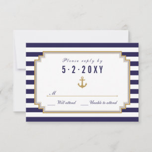 Carte RSVP de mariage nautique élégant
