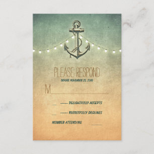 Carte RSVP de mariage nautique vintage
