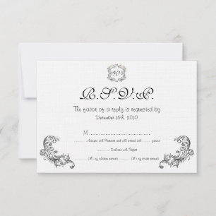 Carte RSVP de mariage noir/blanc Inséparables