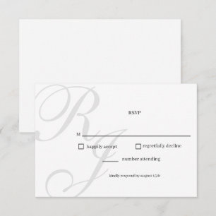 Carte RSVP de mariage noir et blanc chic
