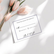 Carte RSVP de mariage noir et blanc classique
