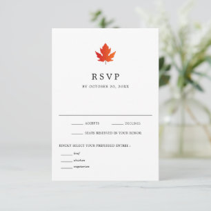 Carte RSVP de mariage noir et blanc de la feuille 