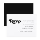 Carte RSVP de mariage noir et blanc rétro