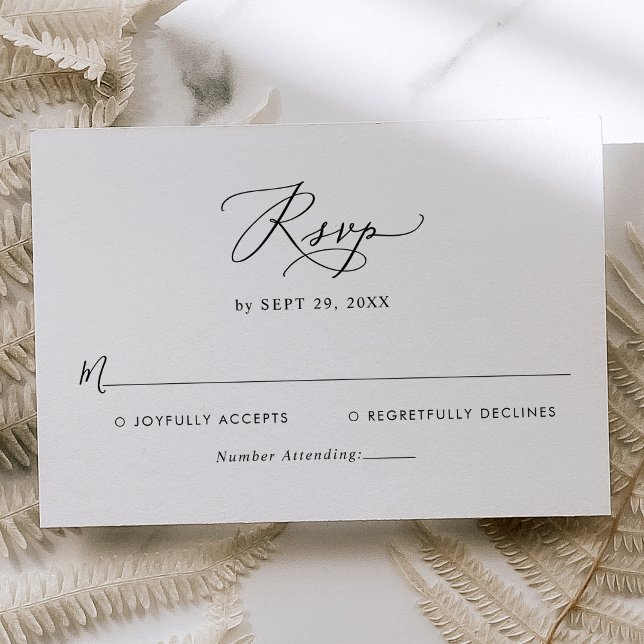 Carte RSVP de mariage noir et blanc simple et mode (Créateur téléchargé)
