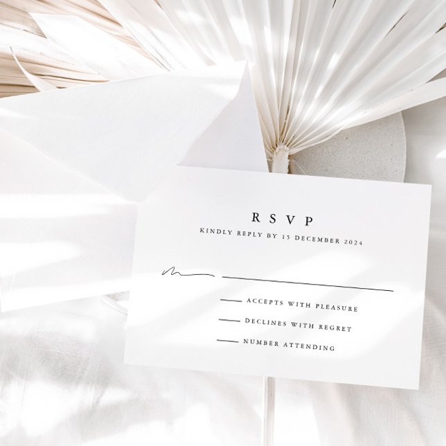 Carte RSVP de mariage noir et blanc simple et mode (Créateur téléchargé)
