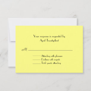 Carte RSVP de mariage noir et jaune