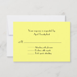 Carte RSVP de mariage noir et jaune