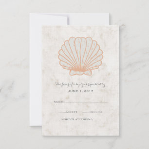 Carte RSVP de mariage Orange Rustic Seashell