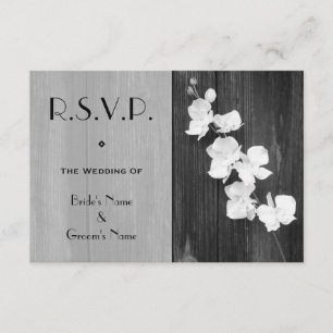 Carte RSVP de mariage - Orchidées noires et blanch