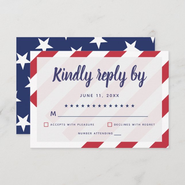 Carte RSVP de mariage patriotique (Devant / Derrière)