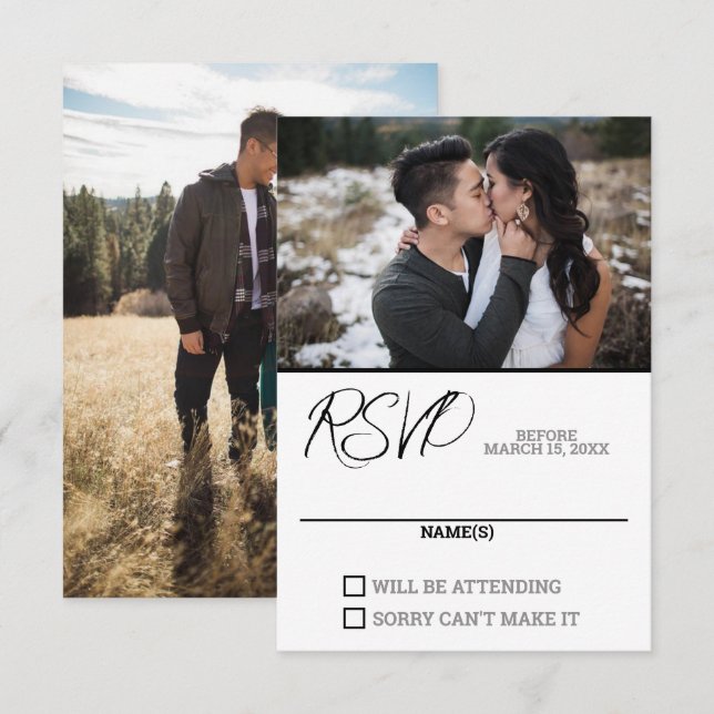 Carte RSVP de mariage photo (Devant / Derrière)