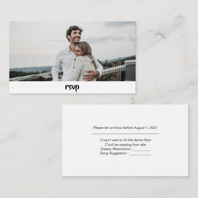 Carte Rsvp De Mariage Photo Personnalisée Moderne (Devant / Derrière)