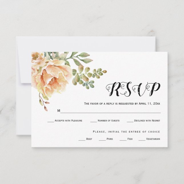 Carte RSVP de mariage pour bouquet d'aquarelle (Devant)
