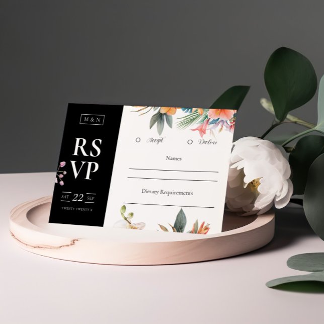 Carte RSVP de mariage pour choeur tropical (Créateur téléchargé)