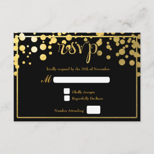 Carte RSVP de mariage pour Confetti à huile d'or
