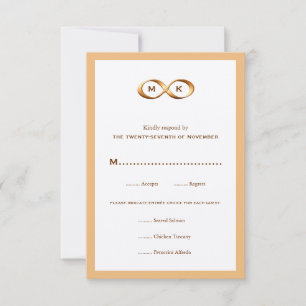 Carte RSVP de mariage pour infinité or en bronze