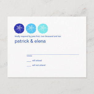 Carte RSVP de mariage pour le dollar de sable bleu