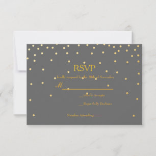 Carte RSVP de mariage pour les points Confetti Gri