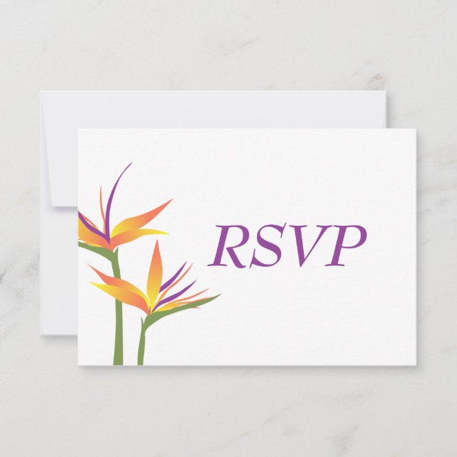 Carte RSVP de mariage pour oiseaux de paradis (Devant)