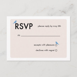 Carte RSVP de mariage pour oiseaux moderne - bleu